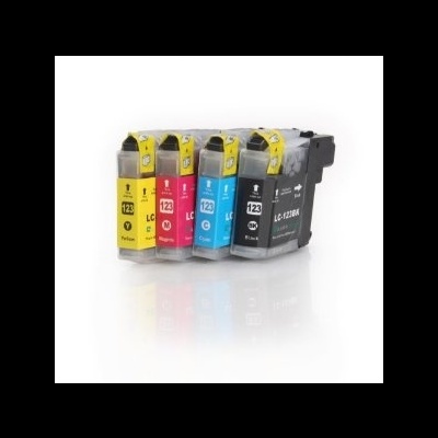 Conjunto de 4 tinteiros coloridos com etiquetas amarelas e texto 123