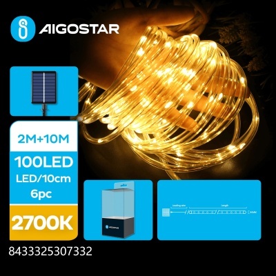 Cordão de luzes LED Aigostar com luz quente 2700K e painel solar