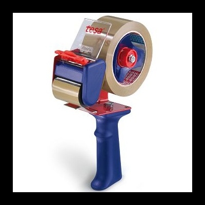 Dispenser de fita adesiva azul com fita castanha