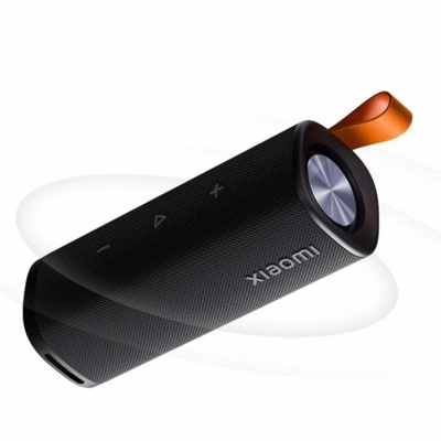 Coluna portátil preta Xiaomi com alça laranja