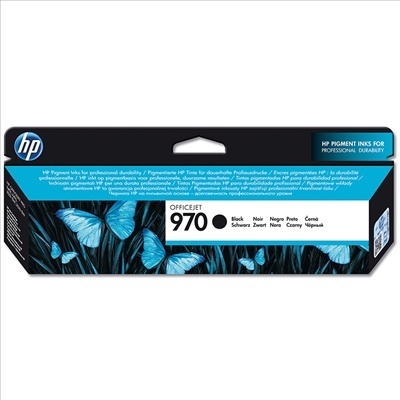 Cartucho de tinta HP OfficeJet 970 preto com borboletas azuis