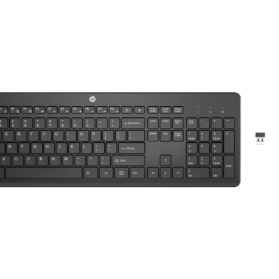 Teclado e rato sem fios HP preto com recetor USB