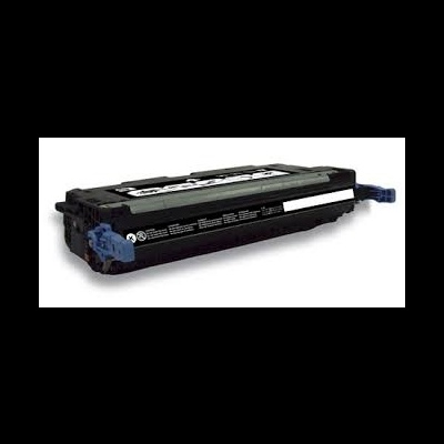 Cartucho de toner preto para impressora com detalhes azuis