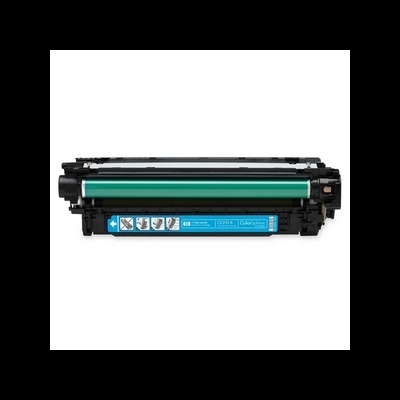 Cartucho de toner HP Color LaserJet CE320A com cilindro verde e etiqueta azul.