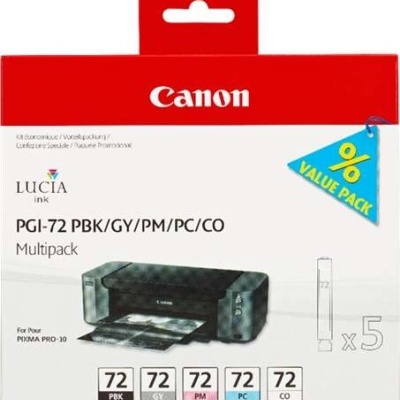 Embalagem de tinta Canon Lucia ink Multipack para PIXMA PRO-10 com 5 cartuchos coloridos
