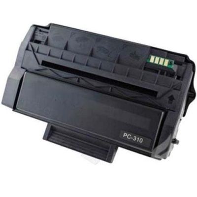 Cartucho de toner preto com etiqueta PC-310 sobre fundo branco