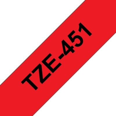 Etiqueta vermelha com texto TZE-451