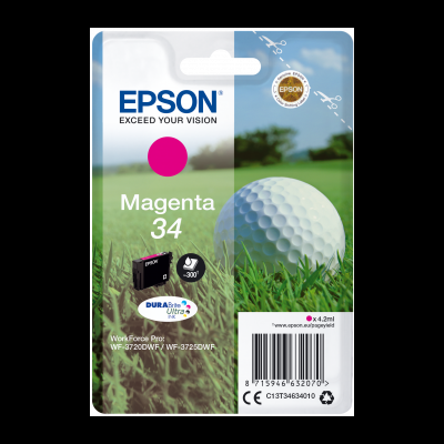 Cartucho de tinta Epson Magenta 34 para impressora com imagem de bola de golfe