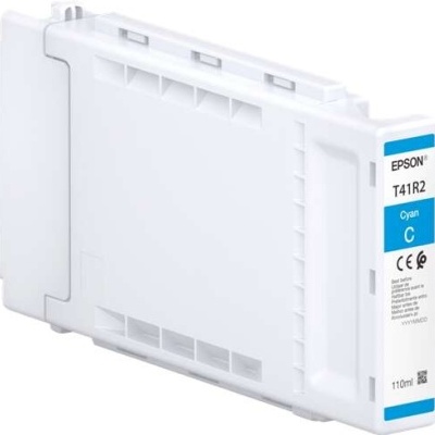 Cartucho de tinta Epson T41R2 Cyan C branco com etiqueta azul e branca
