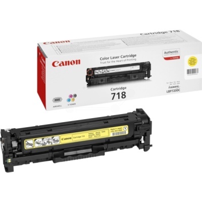 Toner Canon Cartridge 718 amarelo com embalagem branca e texto de identificação