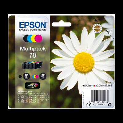 Multipack 18 de tinteiros Epson com imagem de flor branca e amarela
