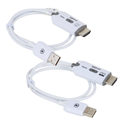Cabo HDMI branco com conectores USB e marcações Iggual, Display, TV, Source e PC