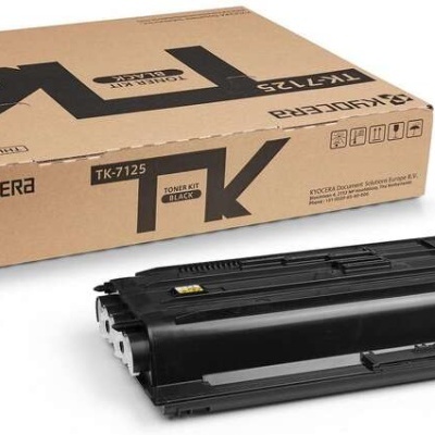 Cartucho de toner Kyocera TK-7125 preto com embalagem de cartão castanho