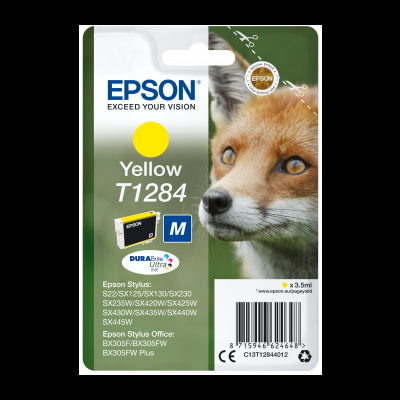 Tinteiro Epson Yellow T1284 com imagem de raposa