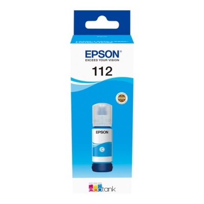 Cartucho tinta Epson 112 azul em embalagem azul e branca