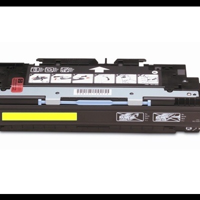 Cartucho de toner preto para impressora com etiquetas instrutivas e fundo branco