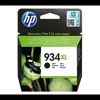 Cartucho tinta HP 934XL preto em embalagem colorida com borboleta e planta