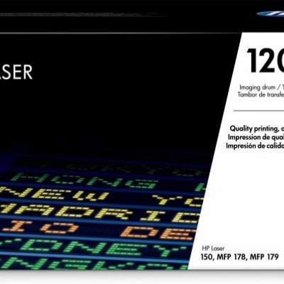 Embalagem de tambor de imagereque HP Laser 120A preta e branca