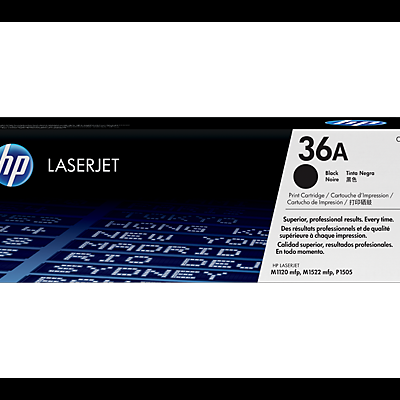 Embalagem de cartucho de impressão HP LaserJet 36A CB436A preto
