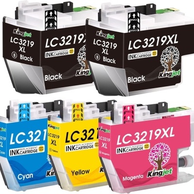 Conjunto de tinteiros Kingjet LC3219XL preto, ciano, amarelo e magenta para impressora.