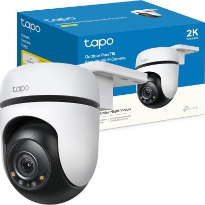 Câmara de segurança Wi-Fi TAPO para exterior com caixa azul