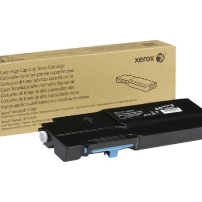Cartucho de toner ciano Xerox com embalagem de papelão