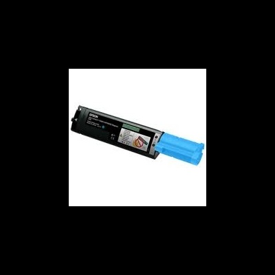 Cartucho de tinta Epson cyan para impressora em embalagem preta com etiqueta colorida