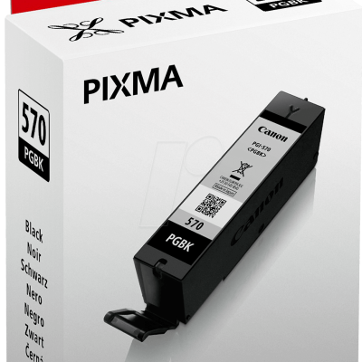 Tinta Canon PIXMA 570 PGBK preta em caixa branca e vermelha