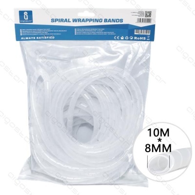 Pacote de bandas espirais brancas translúcidas para enrolar cabos