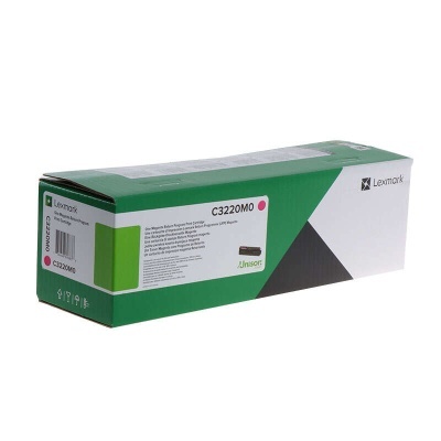 Cartucho de impressão magenta Lexmark C3220M0 na embalagem