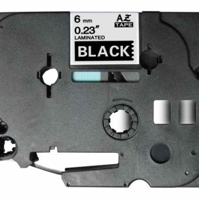 Cassete de fita laminada preta para rotuladora com etiquetas brancas