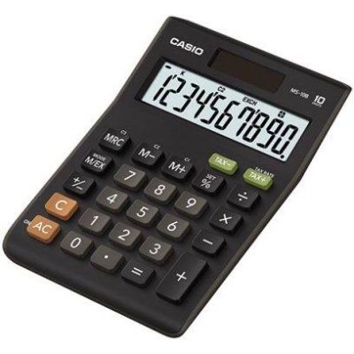 Calculadora Casio MS-10B preta com ecrã digital e botões funcionais
