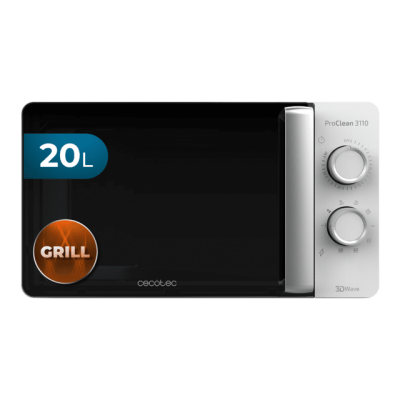 Micro-ondas preto e branco Cecotec ProClean 3110 com capacidade 20L e função grill
