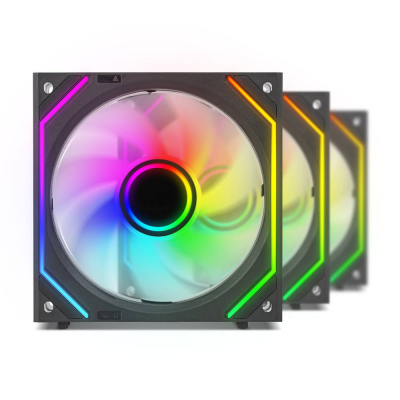 Três ventoinhas RGB para computador com luzes coloridas