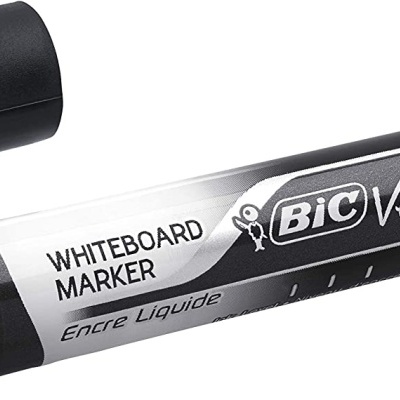 Marcador de quadro branco BIC Velleda preto com tampa removida