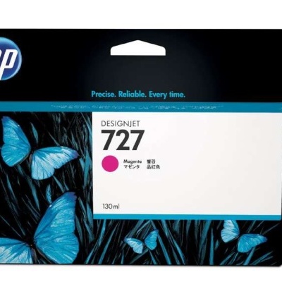 Caixa de tinta HP DesignJet 727 magenta com borboletas azuis