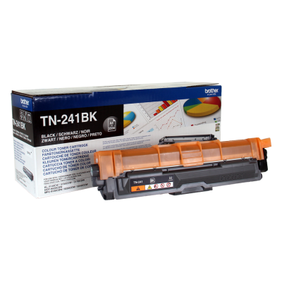 Cartucho de toner Brother TN-241BK preto com embalagem azul e branca