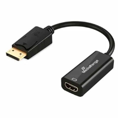 Conversor MediaRange DisplayPort para HDMI preto com cabo curto