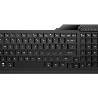 Teclado preto sem fios com teclado numérico e dispositivo USB