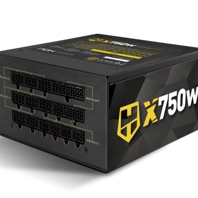 Fonte de alimentação modular para computador X 750W preta com conexões CPU/PCI-E e IDE/SATA