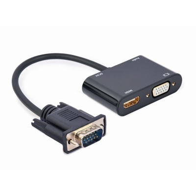 Adaptador com cabo e conectores VGA, HDMI e DC5V preto