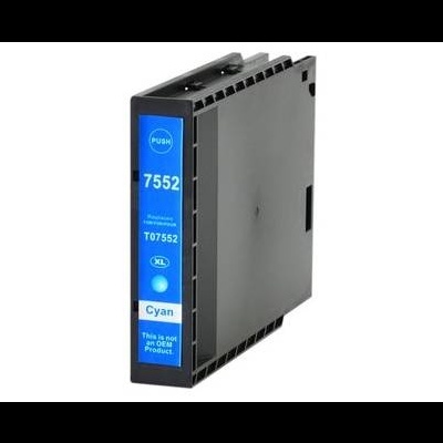 Cartucho de tinta ciano com etiqueta azul e corpo preto