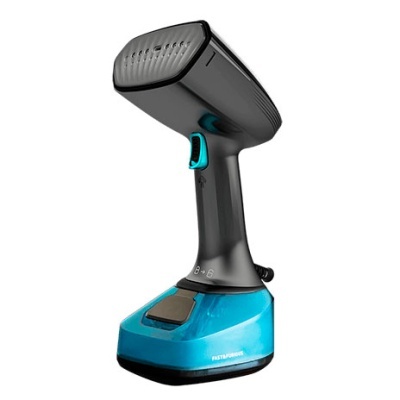 Limpador a vapor portátil azul e preto com texto FAST & FURIOUS