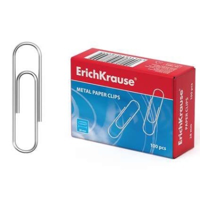 caixa de clips de papel metálicos ErichKrause com 100 unidades