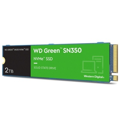 SSD WD Green SN350 NVMe de 2TB com rótulo verde e preto