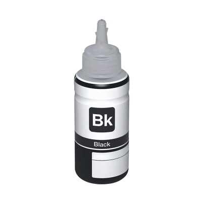 Frasco de tinta preta com rótulo Bk Black