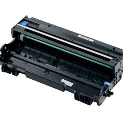 Tambor ou cartridge de impressora preto com detalhes azuis e rolo verde