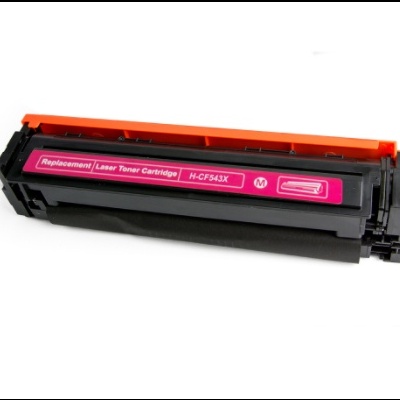 Cartucho de toner laser de substituição preto com tampa laranja e etiqueta rosa