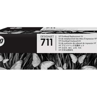 Embalagem preta e branca HP DesignJet 711 kit substituição cabeça de impressão