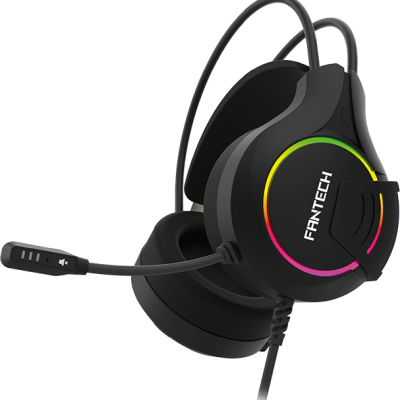 Auricular FANTECH preto com microfone e luz RGB